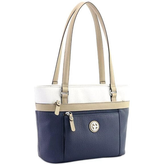 Giani Bernini Colorblock Pebble Tote – White/Oatmeal/Navy - Picture 3 of 12